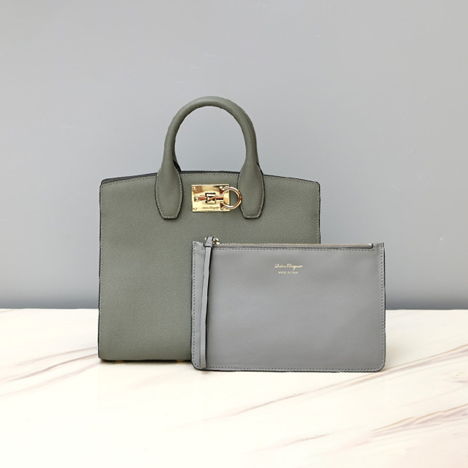 salvatore ferragamo studio grained calfskin top handle bag #211425